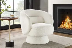 Drehbarer Design Sessel BOSSA NOVA beige Bouclé