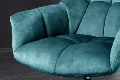 Drehbarer Design Sessel PAPILLON petrol Samt 360° schwarz Metall höhenverstellbar