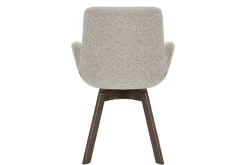 Drehbarer Design Stuhl BALTIC taupe Bouclé Tweed Soft Eiche Massivholz Walnuss