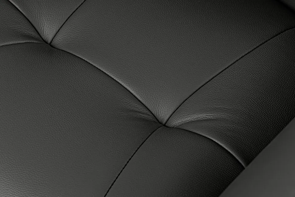 Drehbarer Design Stuhl SIGNATURE schwarz Echtleder 360° Taschenfederkern Metall