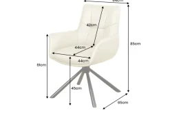 Drehbarer Design Stuhl SIGNATURE beige Echtleder 360° Taschenfederkern schwarz Metall
