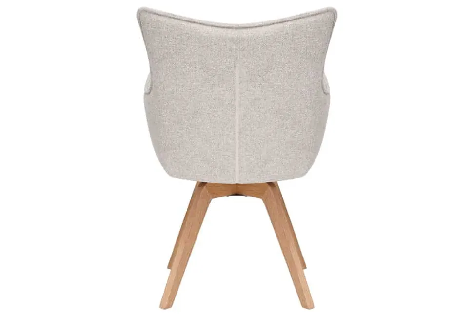Drehbarer Design Stuhl VOGUE beige natur Strukturstoff Eichenholz 360° mit Armlehne
