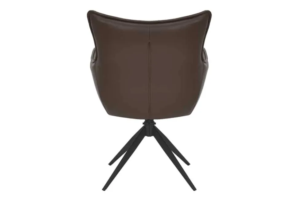 Drehbarer Design Stuhl VOGUE brandy braun Kunstleder schwarz Metall 360° mit Armlehne