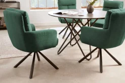 Drehbarer Retro Stuhl BIG GEORGE grün mit Armlehnen und Taschenfederkernpolsterung