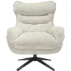 Drehbarer Sessel CLOUD champagner beige Chenille schwarz Metall