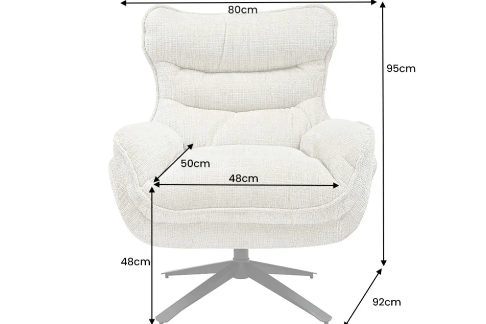 Drehbarer Sessel CLOUD champagner beige Chenille schwarz Metall