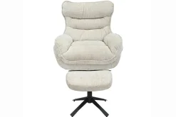 Drehbarer Sessel CLOUD champagner beige Chenille schwarz Metall