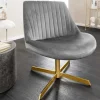 Drehbarer Sessel LOUNGER grau gold Samt Modern Design