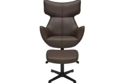 Drehbarer Sessel VOGUE brandy braun Kunstleder schwarze Metallbeine mit Armlehne