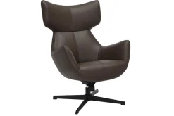 Drehbarer Sessel VOGUE brandy braun Kunstleder schwarze Metallbeine mit Armlehne
