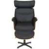 Drehbarer Sessel VOGUE COMFORT schwarz Kunstleder braun Walnuss-Design mit Armlehne