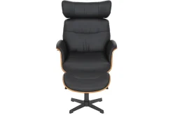 Drehbarer Sessel VOGUE COMFORT schwarz Kunstleder braun Walnuss-Design mit Armlehne