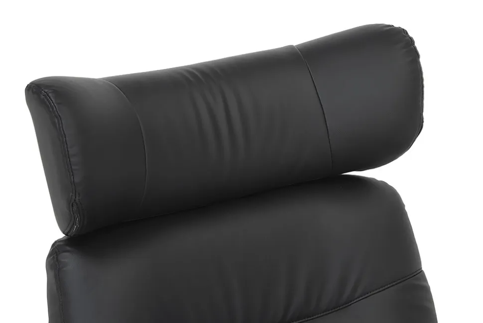 Drehbarer Sessel VOGUE COMFORT schwarz Kunstleder braun Walnuss-Design mit Armlehne