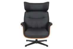 Drehbarer Sessel VOGUE COMFORT schwarz Kunstleder braun Walnuss-Design mit Armlehne