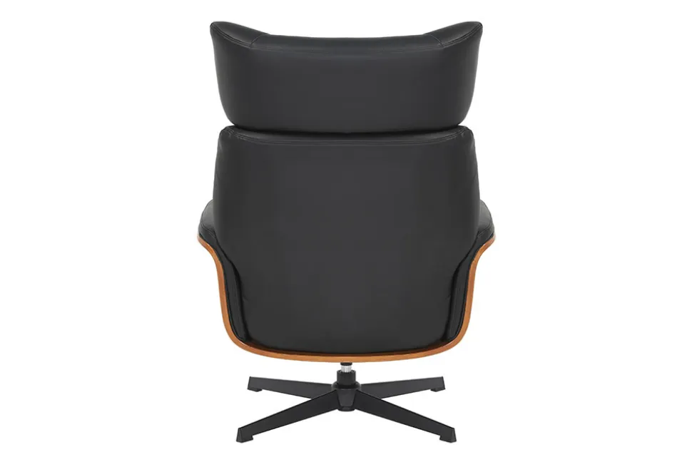Drehbarer Sessel VOGUE COMFORT schwarz Kunstleder braun Walnuss-Design mit Armlehne