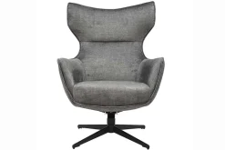 Drehbarer Sessel VOGUE grau Samt schwarze Metallbeine mit Armlehne