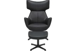 Drehbarer Sessel VOGUE schwarz Kunstleder Metallbeine mit Armlehne