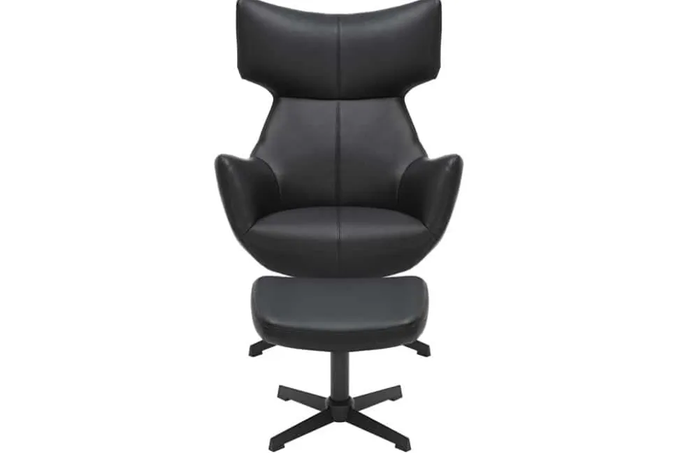 Drehbarer Sessel VOGUE schwarz Kunstleder Metallbeine mit Armlehne