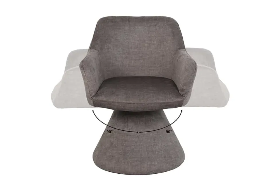 Drehbarer Stuhl AMBIENTO grau Vogue Velours Samt 180° mit Auto-Return Polsterstuhl