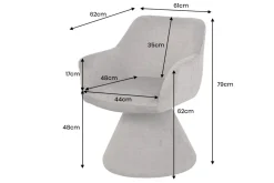 Drehbarer Stuhl AMBIENTO grau Vogue Velours Samt 180° mit Auto-Return Polsterstuhl