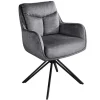 Drehbarer Stuhl PROMETHEUS graphit grau Vogue Velours Samt Taschenfederkern Metall