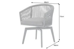 Drehbarer Stuhl ROPE anthrazit Aluminium Gartensessel inkl. Kissen In- und Outdoor