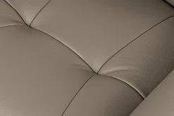 Drehbarer Stuhl SIGNATURE taupe Echtleder 360° mit Taschenfederkern schwarz Metall