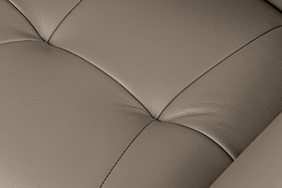 Drehbarer Stuhl SIGNATURE taupe Echtleder 360° mit Taschenfederkern schwarz Metall
