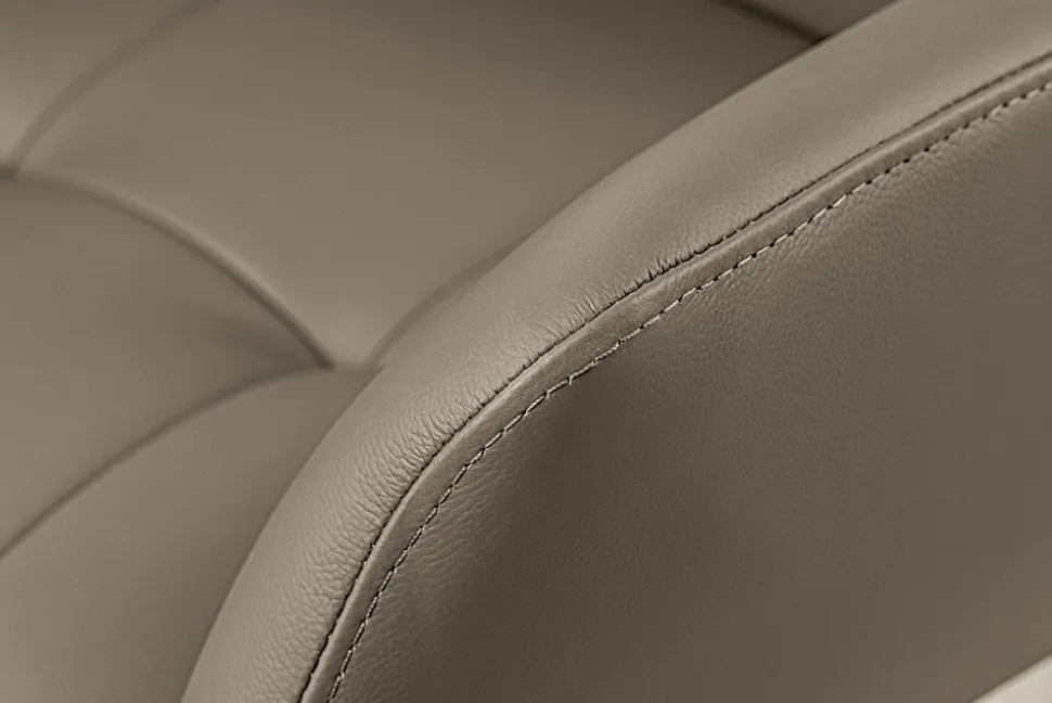 Drehbarer Stuhl SIGNATURE taupe Echtleder 360° mit Taschenfederkern schwarz Metall