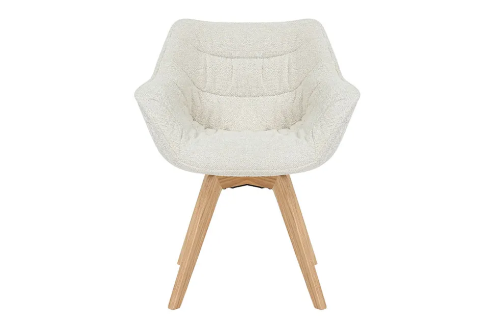 Drehbarer Stuhl THE DUTCH COMFORT beige Bouclé Tweed Soft Eichenholz