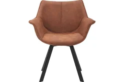 Drehbarer Stuhl THE DUTCH RETRO antik braun mit Armlehne schwarze Metallbeine