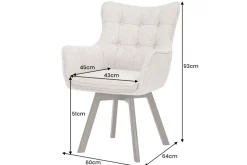 Drehbarer Stuhl THOR beige Strukturstoff braun Wenge Eichenholz 360° mit Armlehne