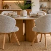 Drehbarer Stuhl WALKÜRE beige natur Eichenholz mit Taschenfederkern und Armlehne