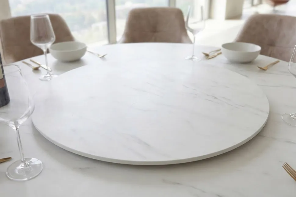 Drehbare Servierplatte SIGNATURE 60cm weiß Marmor Keramik rund