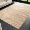 3D strukturierter Kurzflor Teppich WAVE 230x160cm beige Hoch-Tief-Effekt