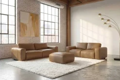Echtleder Sofa BIG GEORGE 205cm cognac Taschenfederkern 2-Sitzer Couch