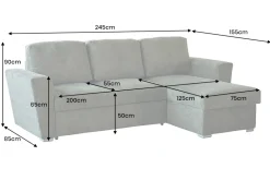 Ecksofa mit Schlaffunktion APARTMENT beidseitig aufbaubar grün Strukturstoff inkl. Stauraum