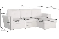 Ecksofa mit Schlaffunktion APARTMENT beidseitig aufbaubar beige Strukturstoff inkl. Stauraum