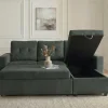 Ecksofa mit Schlaffunktion APARTMENT beidseitig aufbaubar grün Cord inkl. Stauraum