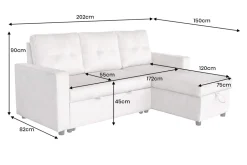 Ecksofa mit Schlaffunktion APARTMENT beidseitig aufbaubar champagner beige Samt inkl. Stauraum
