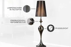 Edle Design Stehlampe LUCIE 160cm schwarz Barock Stil Stehleuchte