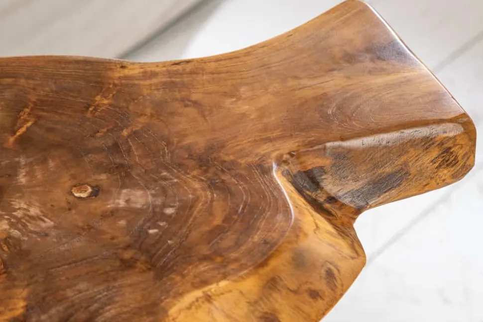 Einzigartiger Beistelltisch WILD 40cm Teakholz Baumscheibe Couchtisch