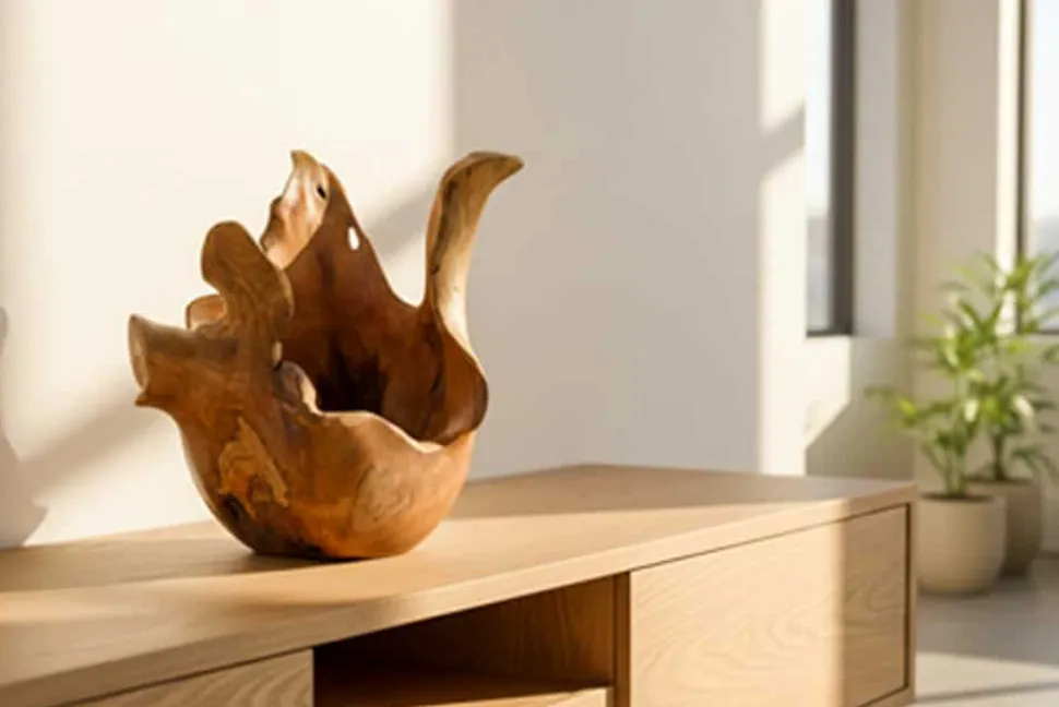 Einzigartige Schale ORGANIC 40cm natur Teak aus Wurzelholz