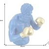 Einzigartige Statue BOXER 50cm blau gold handmade Skulptur Deko-Figur