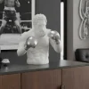 Einzigartige Statue BOXER 50cm weiß silber handmade Skulptur Deko-Figur