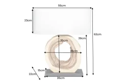 Einzigartige Tischlampe ORGANIC ARTWORK 65cm natur creme weiß Regenbaum mit Leinenschirm