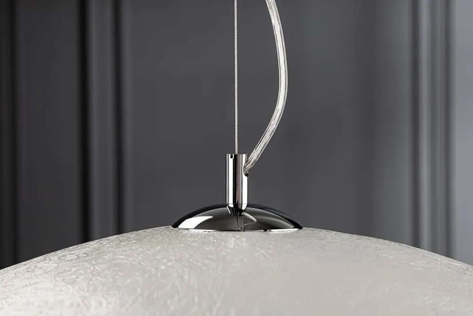 Elegante Design Hängeleuchte GLOW 70cm weiß silber Hängelampe
