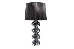 Elegante Design Tischlampe MIA 60cm silber Tischleuchte Stoffschirm