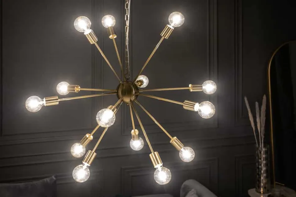Elegante Hängelampe SPUTNIK 87cm gold mit 14 Leuchtarmen