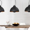 Elegante Hängelampe STUDIO 3 110cm schwarz Blattgold-Optik drei Schirme